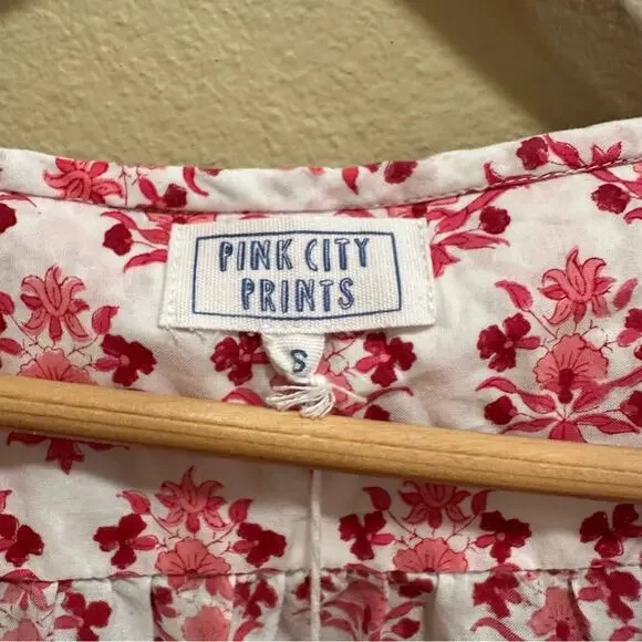 NWT Tuckernuck Pink City Prints Pink White Floral Block Printed Mini Dress Small